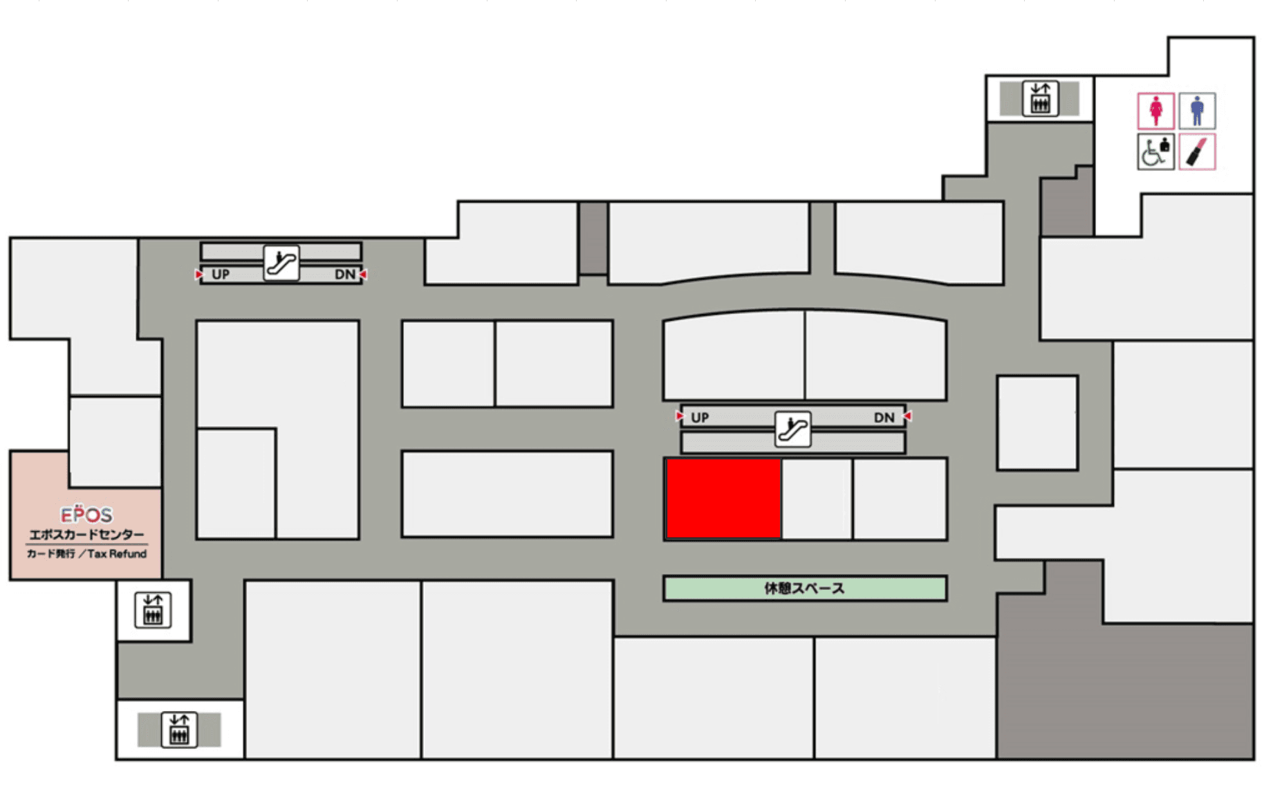 3階 カレンダリウムD01【物販・PRイベント】エスカレーター横の人通りの多いスペースの図面・フロアマップ