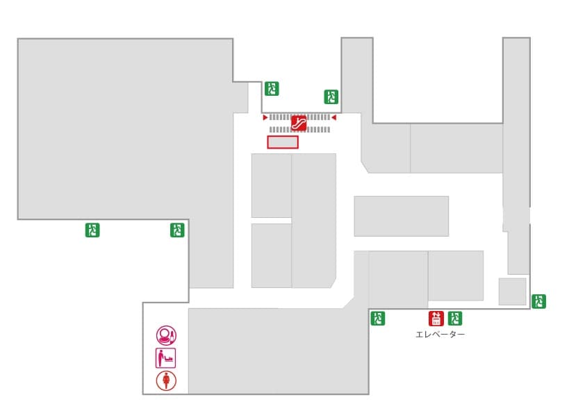 2階 パブリックスペース【物販・PR】昇りエスカレーターサイド、人気のコンパクトスペース ファッション・雑貨のポップアップに最適の図面・フロアマップ