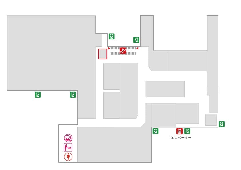 2階 パブリックスペース【物販・PR】エスカレーター正面の好立地コンパクトスペースの図面・フロアマップ
