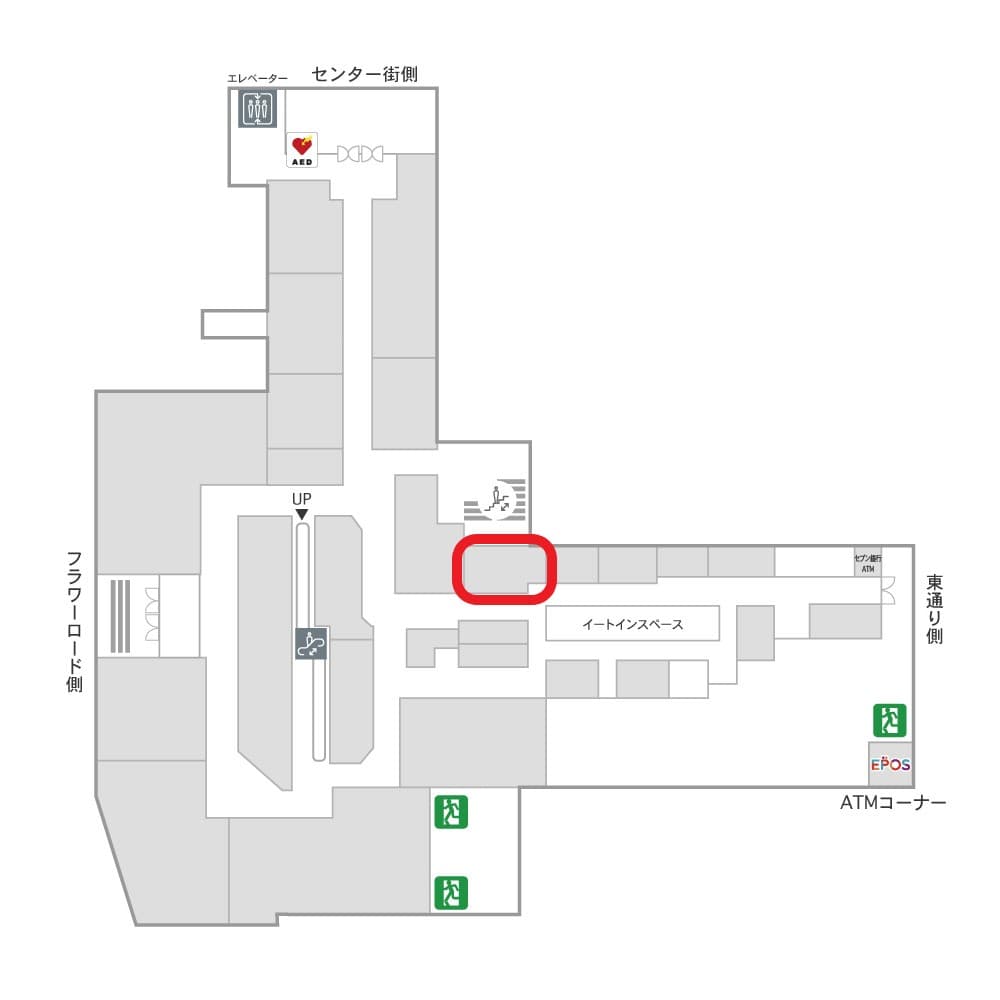 1階 カレンダリウムF04【食物販・物販】ストック付き(冷蔵庫・冷凍庫あり)スペースの図面・フロアマップ