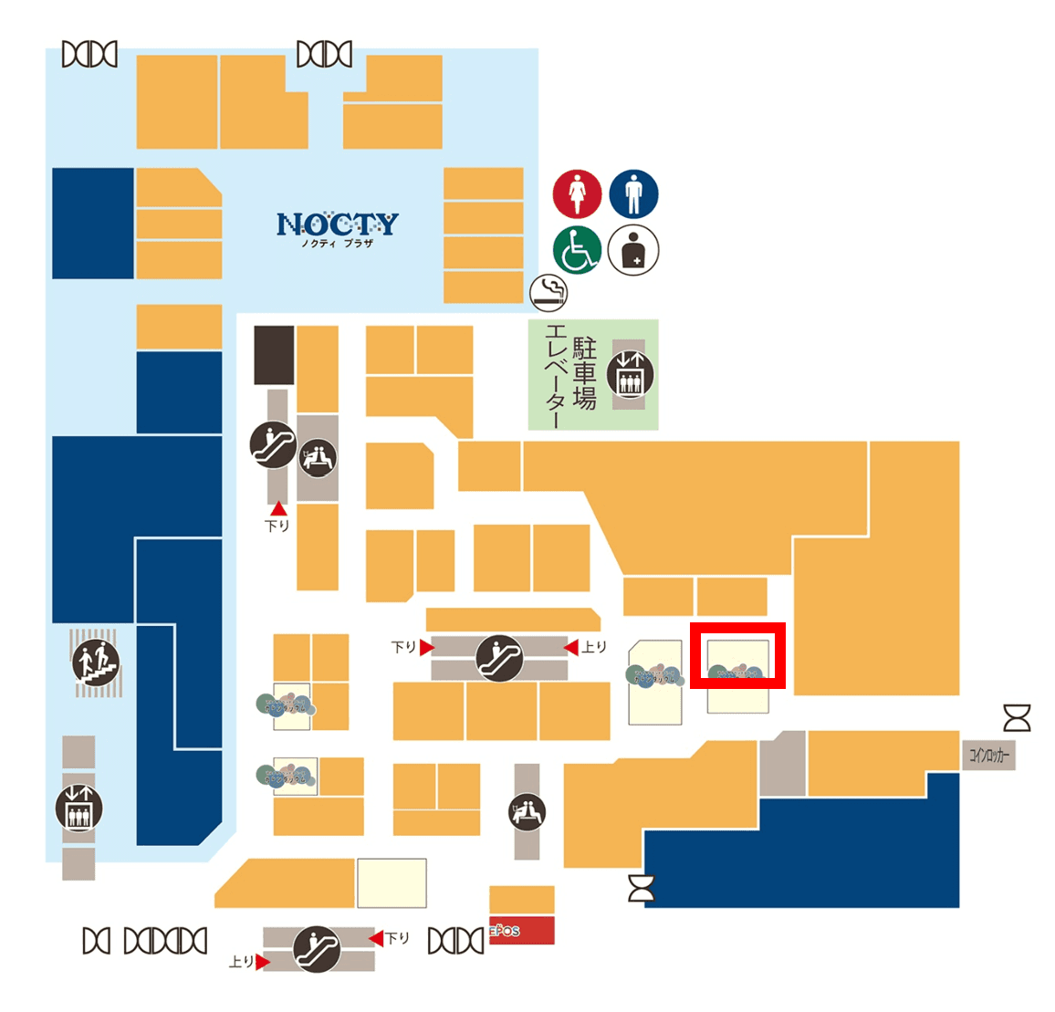 1階 カレンダリウムF01【食物販・調理行為可能】什器も備え付で試食可、和菓子、洋菓子などにおすすめの図面・フロアマップ