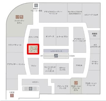 3階 カレンダリウムD02【物販】エスカレーター正面、サイネージ完備でPRに最適なイベントスペースの図面・フロアマップ