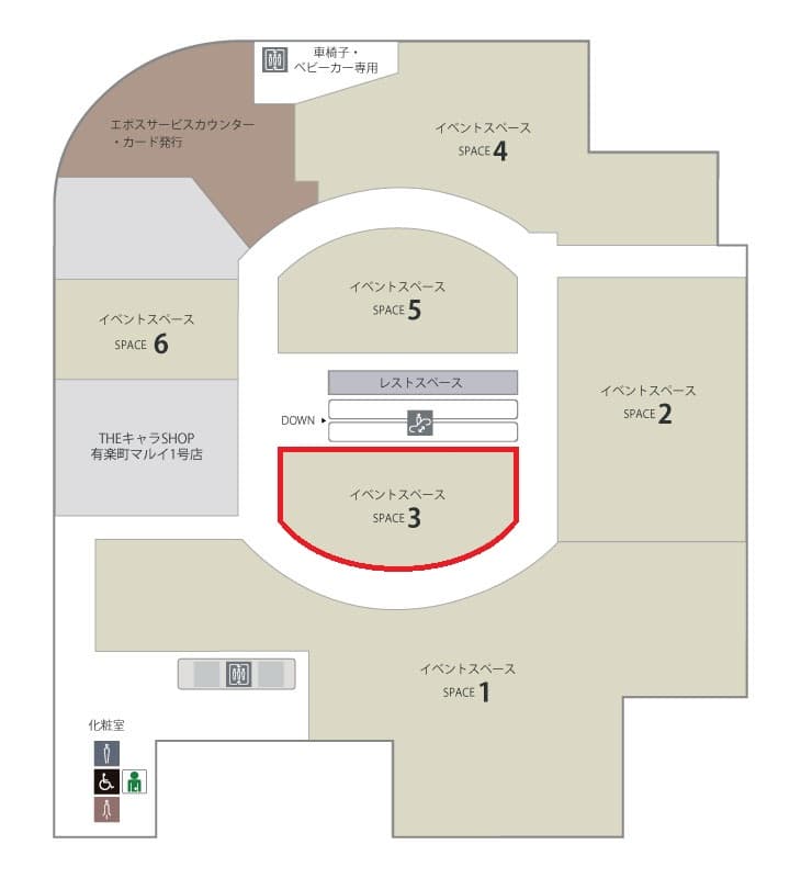 8階 SPACE3(カレンダリウムC04)【物販】物販からPR、展示会、ワークショップなどさまざまな利用用途にの図面・フロアマップ