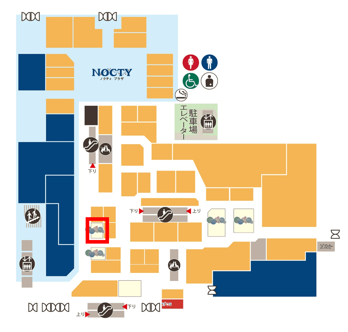 1階 カレンダリウムF04【食物販】入口すぐ、導線・人通り良好な食物販向けスペースの図面・フロアマップ