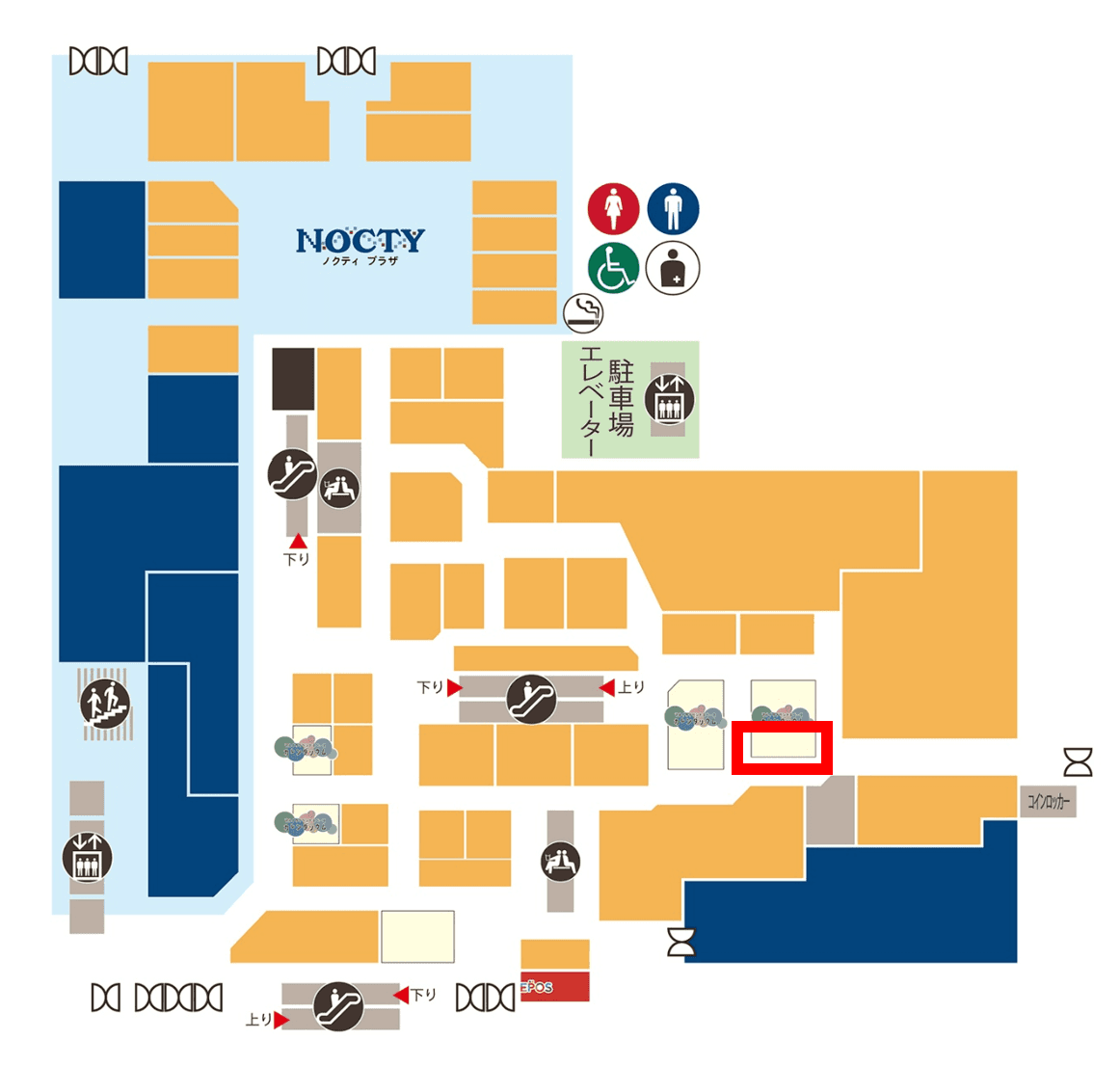 1階カレンダリウムF06【食物販】エスカレーター正面のコンパクトな好立地スペースの図面・フロアマップ