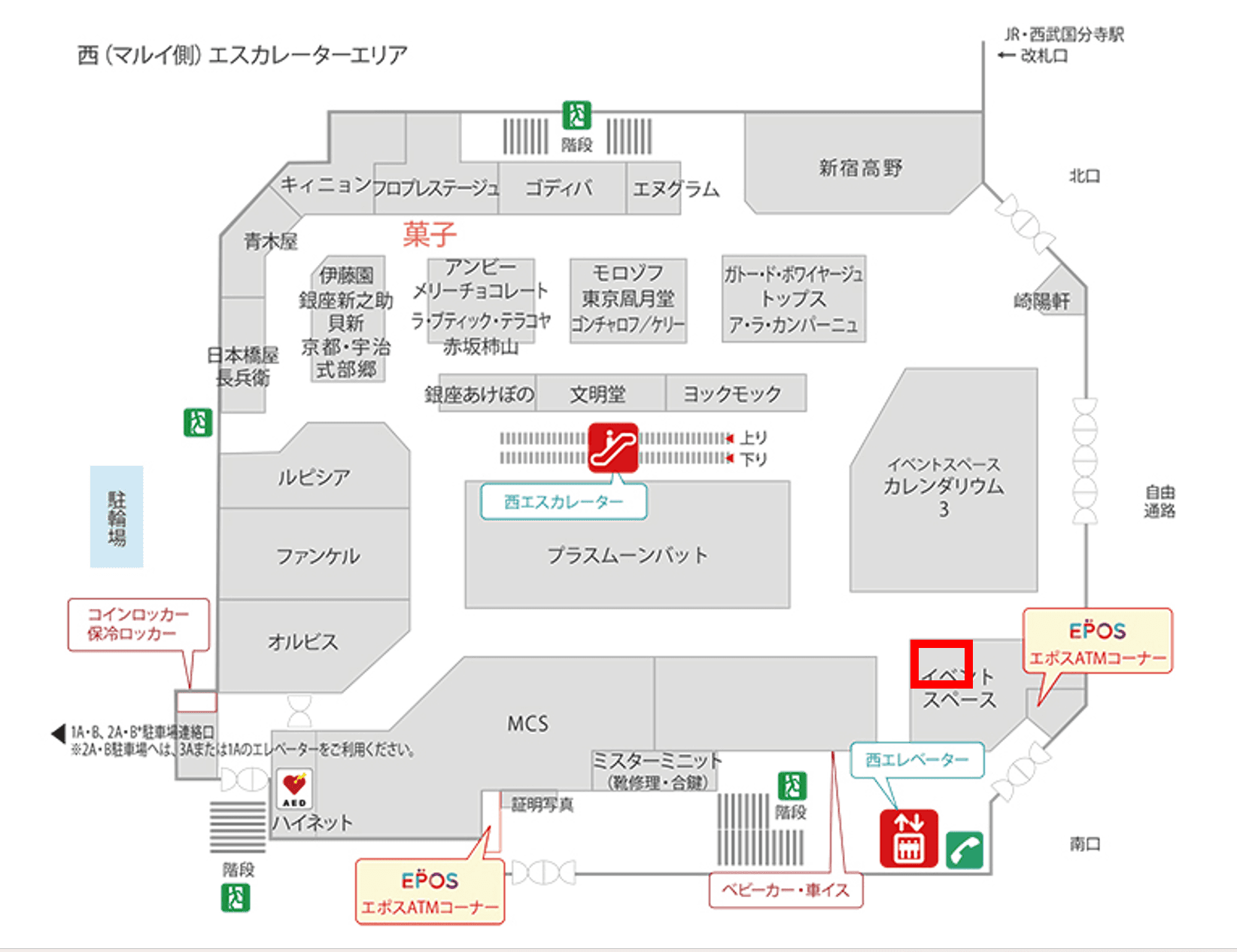 カレンダリウムF04(入口脇)駅直結!「お試し出店」もチャレンジしやすいスペースの図面・フロアマップ