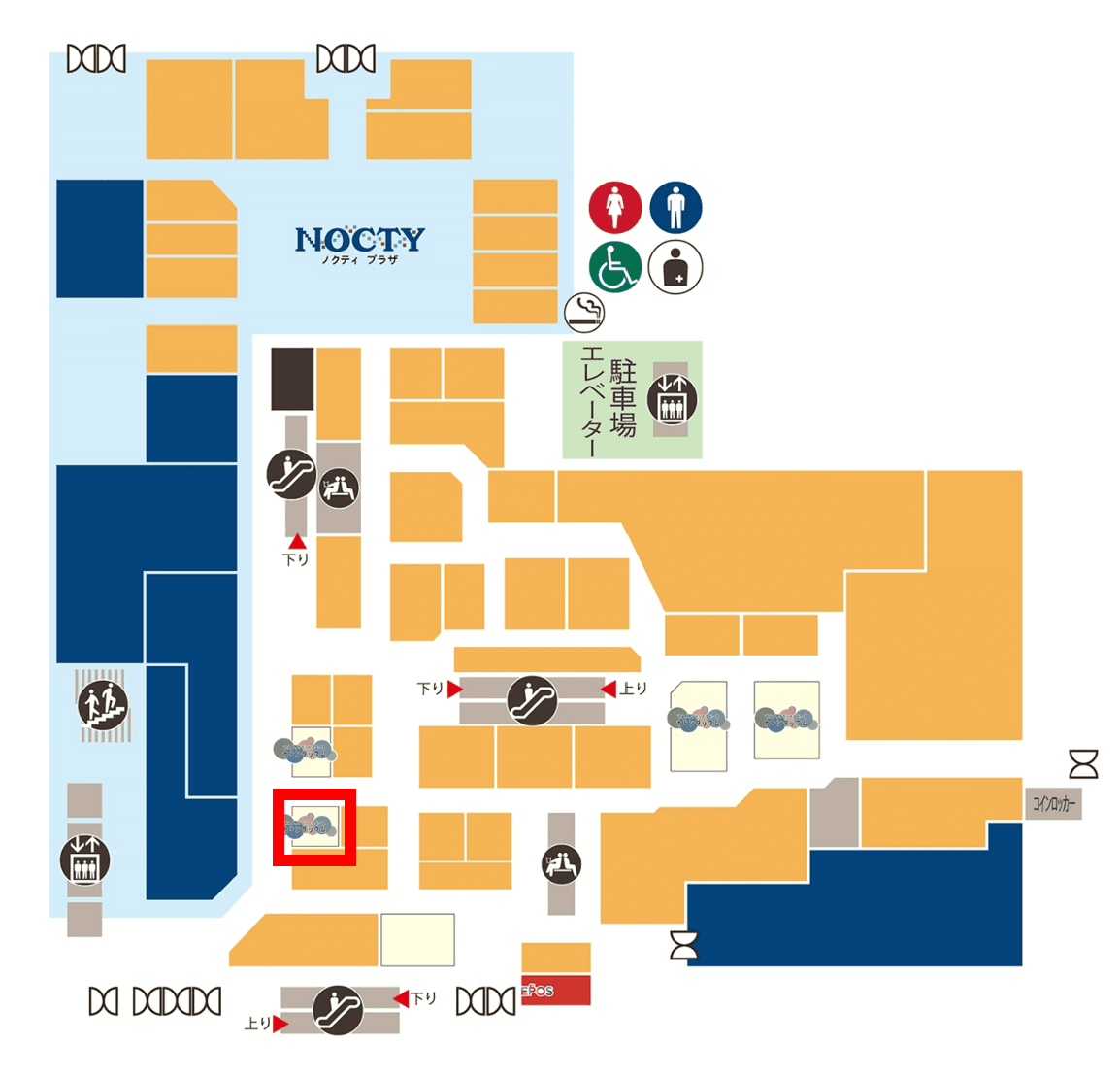 1階カレンダリウムF13 スイーツ等の食物販ポップアップストア出店に最適なスペースの図面・フロアマップ