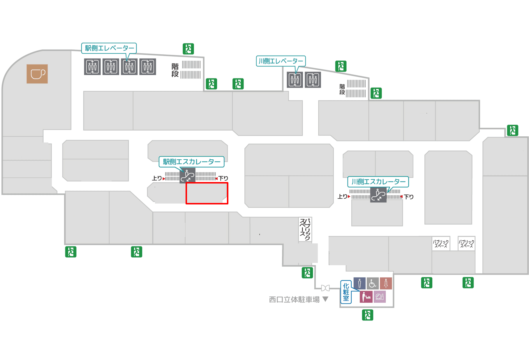 4階 カレンダリウムD10【物販・PRイベント】エスカレーター上下と隣接、ファッション・雑貨ブランドに囲まれた区画の図面・フロアマップ