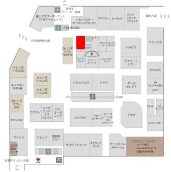 1階 カレンダリウムF05【食物販】店内入って正面の好立地スペースの図面・フロアマップ