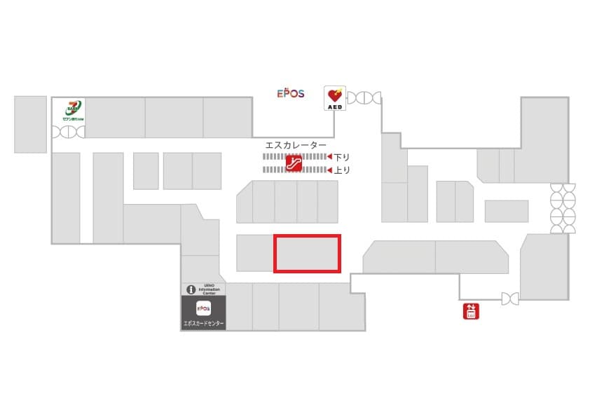 1階 カレンダリウムD06【食物販・物販】フロア中央、トラフィック良好の区画、雑貨販売やPRに最適の図面・フロアマップ