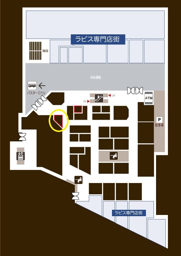 1階 カレンダリウムF01【食物販】駅直結、店内入ってすぐ集客抜群の区画の図面・フロアマップ