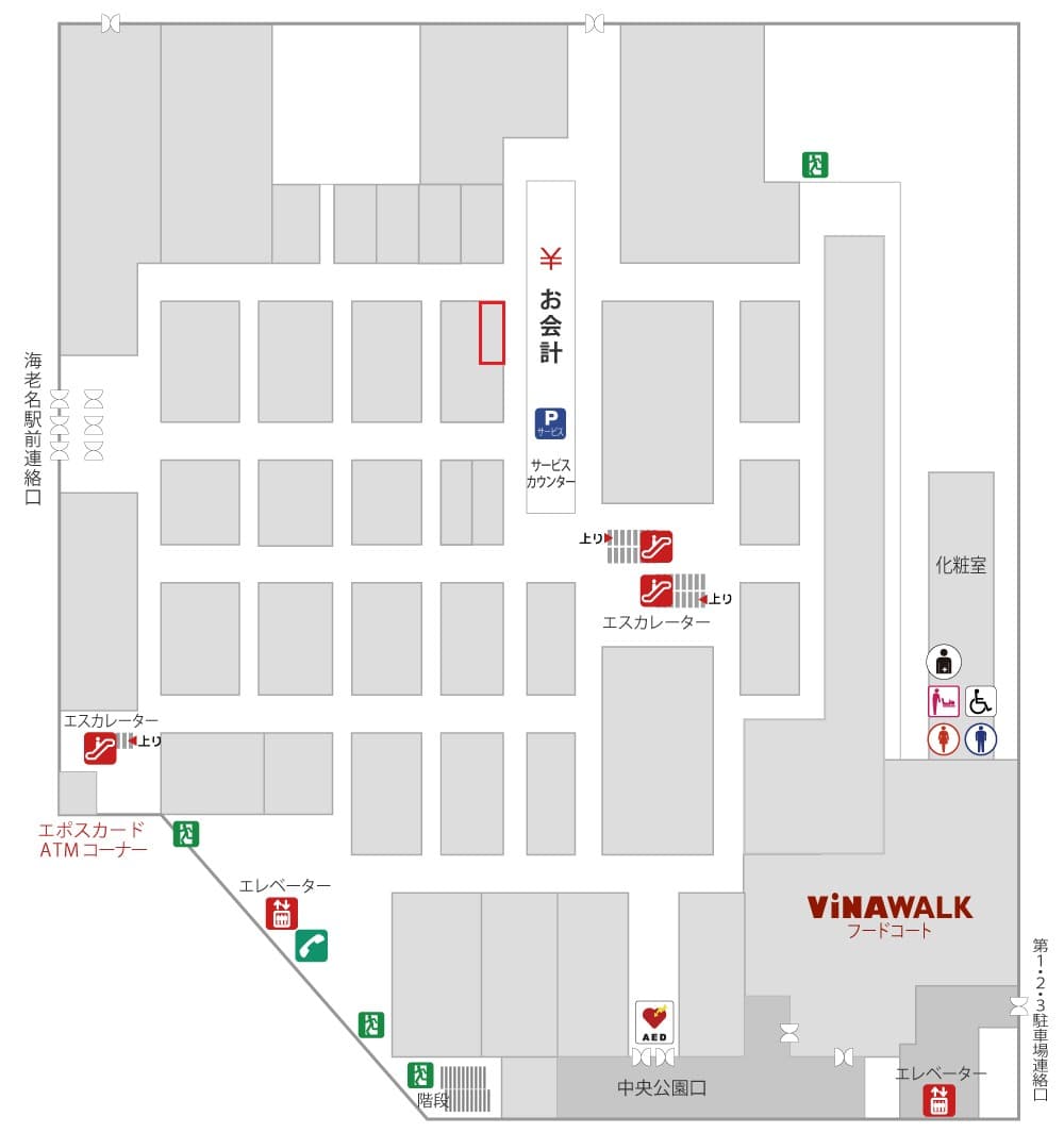 1階 カレンダリウムF06【食物販】生鮮食品フロアのレジ正面、共同冷蔵庫・冷凍庫も使用可の図面・フロアマップ