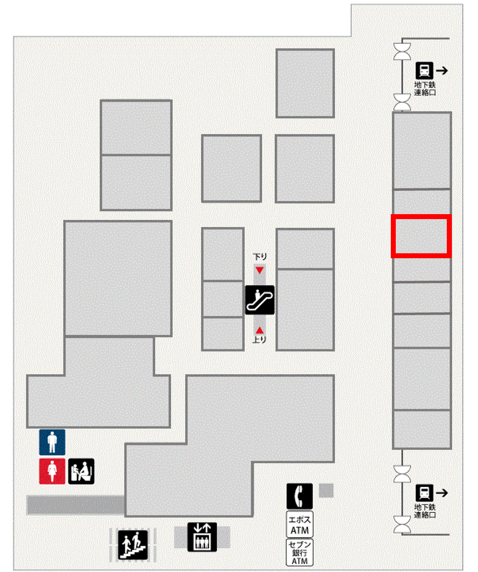 B1階 カレンダリウムF03【食物販】冷蔵ケース・冷蔵ストッカー完備の使いやすい小スペースの図面・フロアマップ