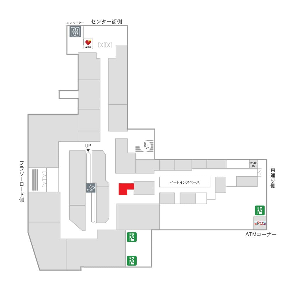 1階カレンダリウムF01【食物販・食のポップアップ】人通りの多い立地、冷蔵ケース・冷蔵/冷凍ストッカー完備の図面・フロアマップ