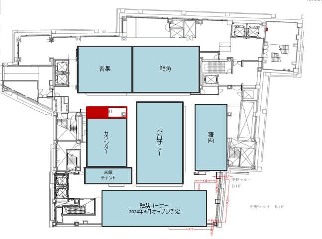 【中野マルイ】B1階 カレンダリウムF05　什器付きで共同厨房あり・揚げ物や惣菜・米飯などに最適なポップアップストアスペース